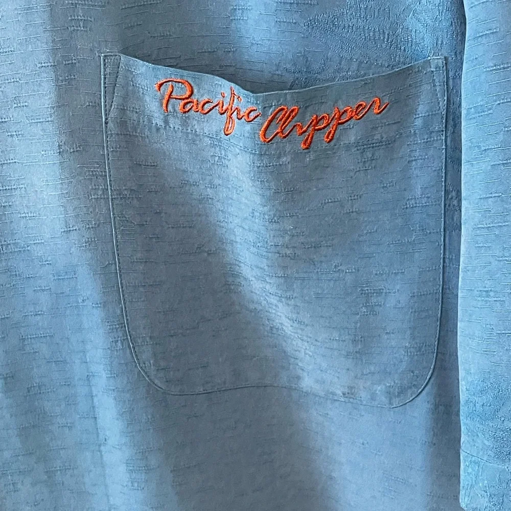 Vintage Pacific Beach 100% Silk Clipper Embroidered Button Down Shirt Size XL - Picture 10 of 11